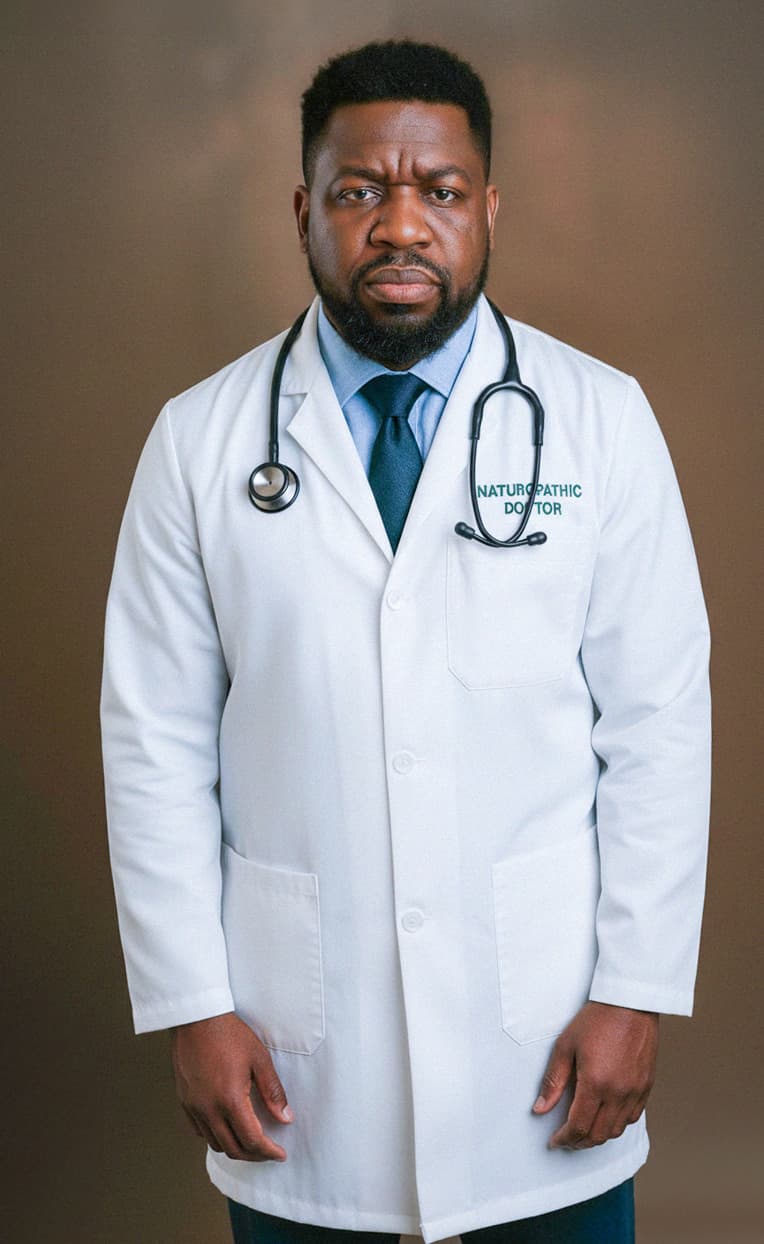 Portrait of the lead doctor in a white coat with stethoscope